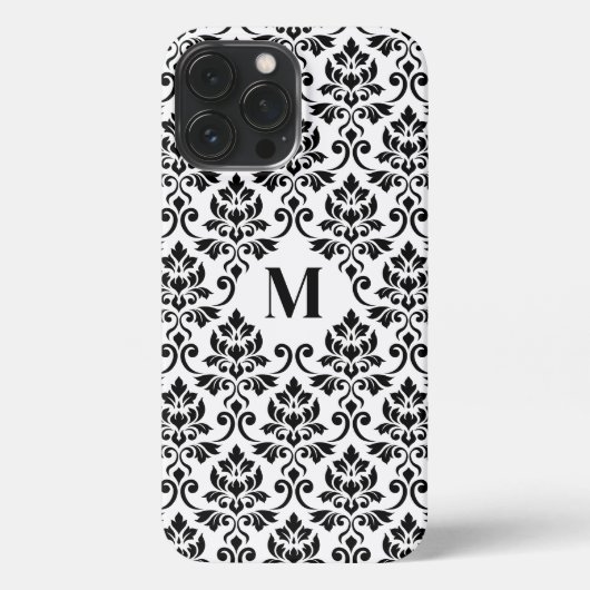Feuille Damask Black Pattern (Benutzerdefiniert) iPhone Hülle (Rückseite)