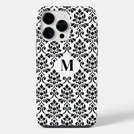 Feuille Damask Black Pattern (Benutzerdefiniert) iPhone Hülle (Rückseite)