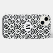 Feuille Damask Black Pattern (Benutzerdefiniert) iPhone Hülle (Rückseite (Horizontal))