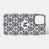 Feuille Damask Black Pattern (Benutzerdefiniert) iPhone Hülle (Rückseite (Horizontal))