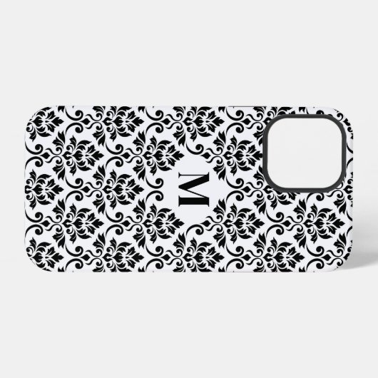 Feuille Damask Black Pattern (Benutzerdefiniert) iPhone Hülle (Rückseite (Horizontal))