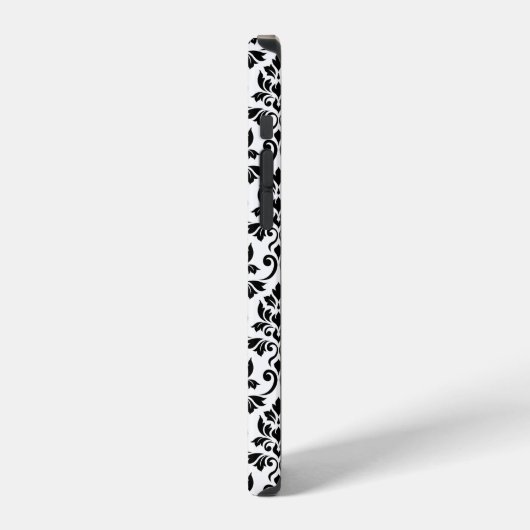 Feuille Damask Black Pattern (Benutzerdefiniert) iPhone Hülle (Linke Seite)