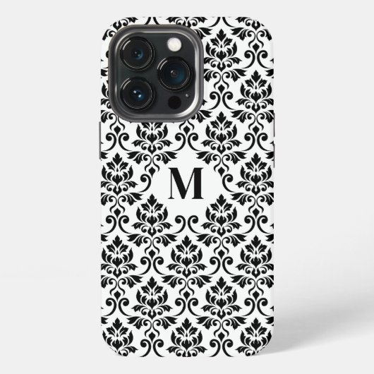 Feuille Damask Black Pattern (Benutzerdefiniert) iPhone Hülle (Hinten)