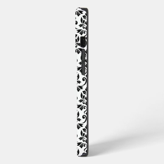 Feuille Damask Black Pattern (Benutzerdefiniert) iPhone Hülle (Linke Seite)