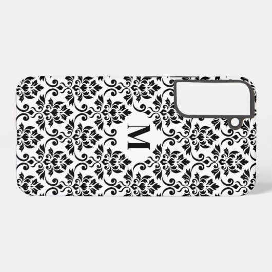 Feuille Damask Black Pattern (Benutzerdefiniert) Samsung Galaxy Hülle (Rückseite (Horizontal))