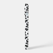 Feuille Damask Lg Muster Black auf Weiß iPhone 15 Hülle (Linke Seite)