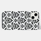 Feuille Damask Lg Muster Black auf Weiß iPhone Hülle (Rückseite (Horizontal))