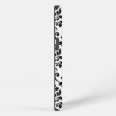 Feuille Damask Lg Muster Black auf Weiß iPhone Hülle (Rechte Seite)
