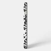 Feuille Damask Lg Muster Black auf Weiß iPhone Hülle (Linke Seite)