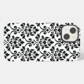 Feuille Damask Lg Muster Black auf Weiß iPhone Hülle (Rückseite (Horizontal))