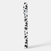 Feuille Damask Lg Muster Black auf Weiß iPhone Hülle (Linke Seite)