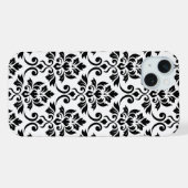 Feuille Damask Lg Muster Black auf Weiß iPhone Hülle (Rückseite (Horizontal))