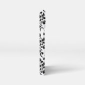 Feuille Damask Lg Muster Black auf Weiß iPhone Hülle (Rechte Seite)