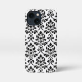 Feuille Damask Lg Muster Black auf Weiß iPhone Hülle (Rückseite)
