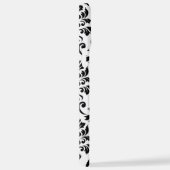 Feuille Damask Lg Muster Black auf Weiß iPhone Hülle (Rechte Seite)