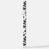 Feuille Damask Lg Muster Black auf Weiß iPhone Hülle (Linke Seite)
