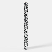 Feuille Damask Lg Muster Black auf Weiß iPhone Hülle (Rechte Seite)