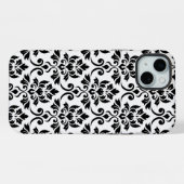 Feuille Damask Lg Muster Black auf Weiß iPhone Hülle (Rückseite (Horizontal))