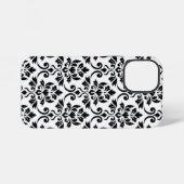 Feuille Damask Lg Muster Black auf Weiß iPhone Hülle (Rückseite (Horizontal))