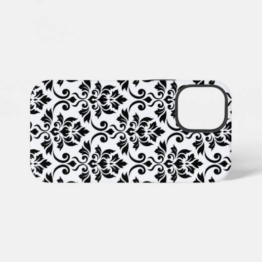Feuille Damask Lg Muster Black auf Weiß iPhone Hülle (Rückseite (Horizontal))