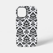 Feuille Damask Lg Muster Black auf Weiß iPhone Hülle (Rückseite)