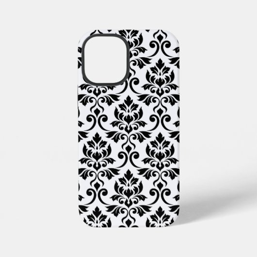 Feuille Damask Lg Muster Black auf Weiß iPhone Hülle (Rückseite)