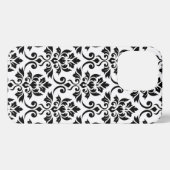 Feuille Damask Lg Muster Black auf Weiß iPhone Hülle (Rückseite (Horizontal))