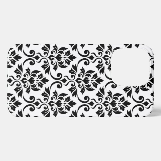 Feuille Damask Lg Muster Black auf Weiß iPhone Hülle (Rückseite (Horizontal))