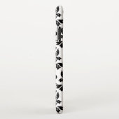 Feuille Damask Lg Muster Black auf Weiß iPhone Hülle (Rechte Seite)