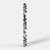 Feuille Damask Lg Muster Black auf Weiß iPhone Hülle (Rechte Seite)