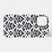 Feuille Damask Lg Muster Black auf Weiß iPhone Hülle (Rückseite (Horizontal))