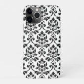 Feuille Damask Lg Muster Black auf Weiß iPhone Hülle (Rückseite)
