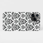 Feuille Damask Lg Muster Black auf Weiß iPhone Hülle (Rückseite (Horizontal))