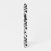 Feuille Damask Lg Muster Black auf Weiß iPhone Hülle (Rechte Seite)