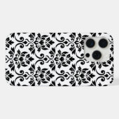 Feuille Damask Lg Muster Black auf Weiß iPhone Hülle (Rückseite (Horizontal))