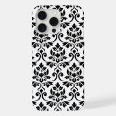 Feuille Damask Lg Muster Black auf Weiß iPhone Hülle (Rückseite)