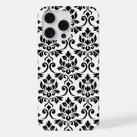 Feuille Damask Lg Muster Black auf Weiß
