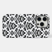Feuille Damask Lg Muster Black auf Weiß iPhone Hülle (Rückseite (Horizontal))