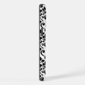 Feuille Damask Lg Muster Black auf Weiß iPhone Hülle (Rechte Seite)