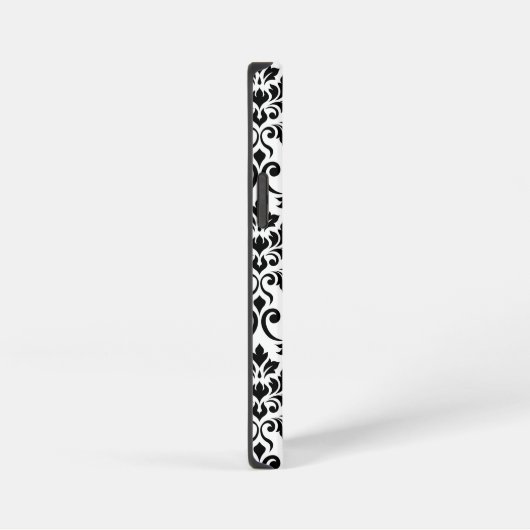 Feuille Damask Lg Muster Black auf Weiß iPhone Hülle (Rechte Seite)