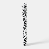 Feuille Damask Lg Muster Black auf Weiß iPhone Hülle (Linke Seite)