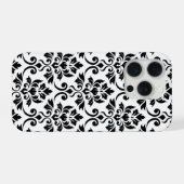 Feuille Damask Lg Muster Black auf Weiß iPhone Hülle (Rückseite (Horizontal))
