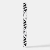 Feuille Damask Lg Muster Black auf Weiß iPhone Hülle (Rechte Seite)
