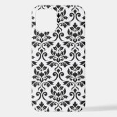 Feuille Damask Lg Muster Black auf Weiß iPhone Hülle (Rückseite)