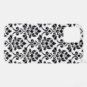 Feuille Damask Lg Muster Black auf Weiß iPhone Hülle (Rückseite (Horizontal))