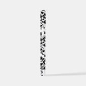 Feuille Damask Lg Muster Black auf Weiß iPhone Hülle (Rechte Seite)