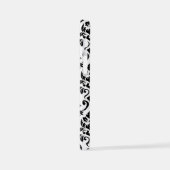 Feuille Damask Lg Muster Black auf Weiß iPhone Hülle (Linke Seite)