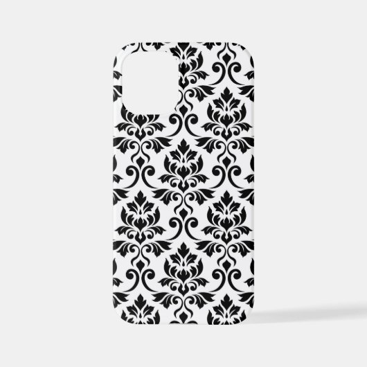 Feuille Damask Lg Muster Black auf Weiß iPhone Hülle (Rückseite)