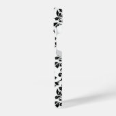 Feuille Damask Lg Muster Black auf Weiß iPhone Hülle (Linke Seite)