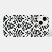 Feuille Damask Lg Muster Black auf Weiß iPhone Hülle (Rückseite (Horizontal))